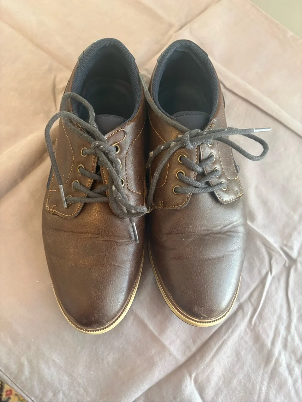 Classic Brown Leather Men's Lace-Up Casual Shoes
